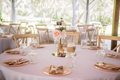 beautiful rustic table setting for a barn wedding in Arcadia, FL