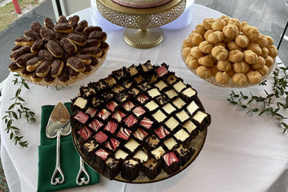 dessert table at wedding reception