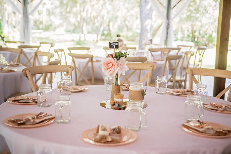 table design at a rustic wedding reception
