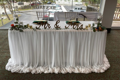 sweetheart table at a wedding reception