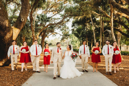 Fort Myers Wedding - wedding party walking along a wooded path