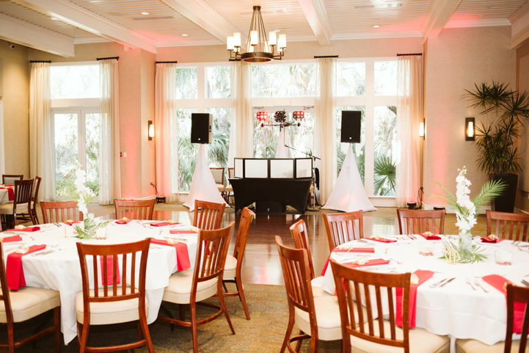 Fort Myers Wedding - reception room showing dance floor and DJ booth