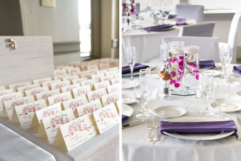place cards and place setting at a wedding reception in North Port FL