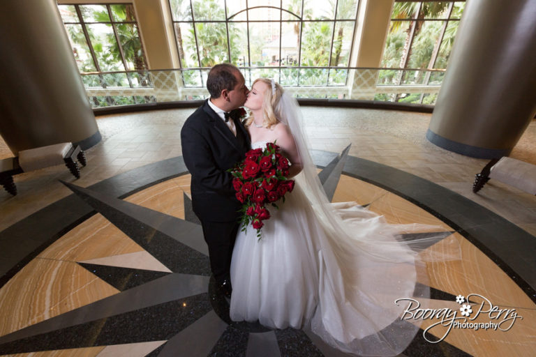 bride and groom kissing at a Resort Hotel Wedding