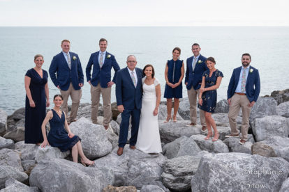 Venice Yacht Club Wedding - Bride and groom with bridal party at the south jetty