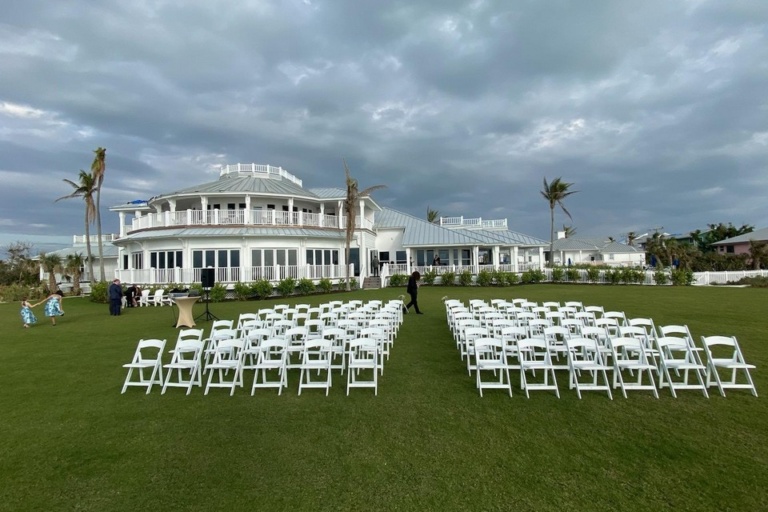 chairs set up for a wedding ceremony at the Boca Grande Pass Club